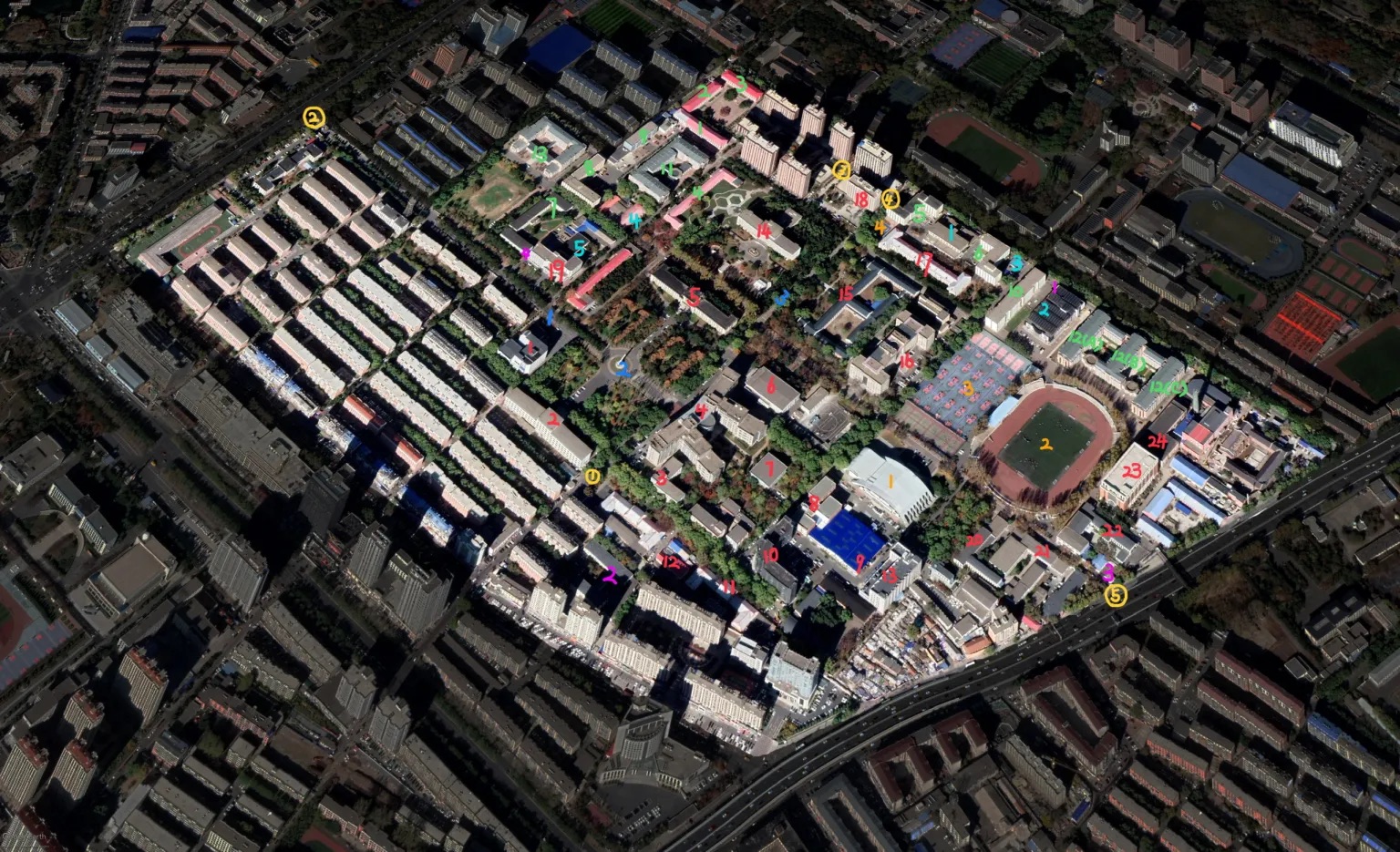 南岭校区标记图(可以点击图像来缩放)