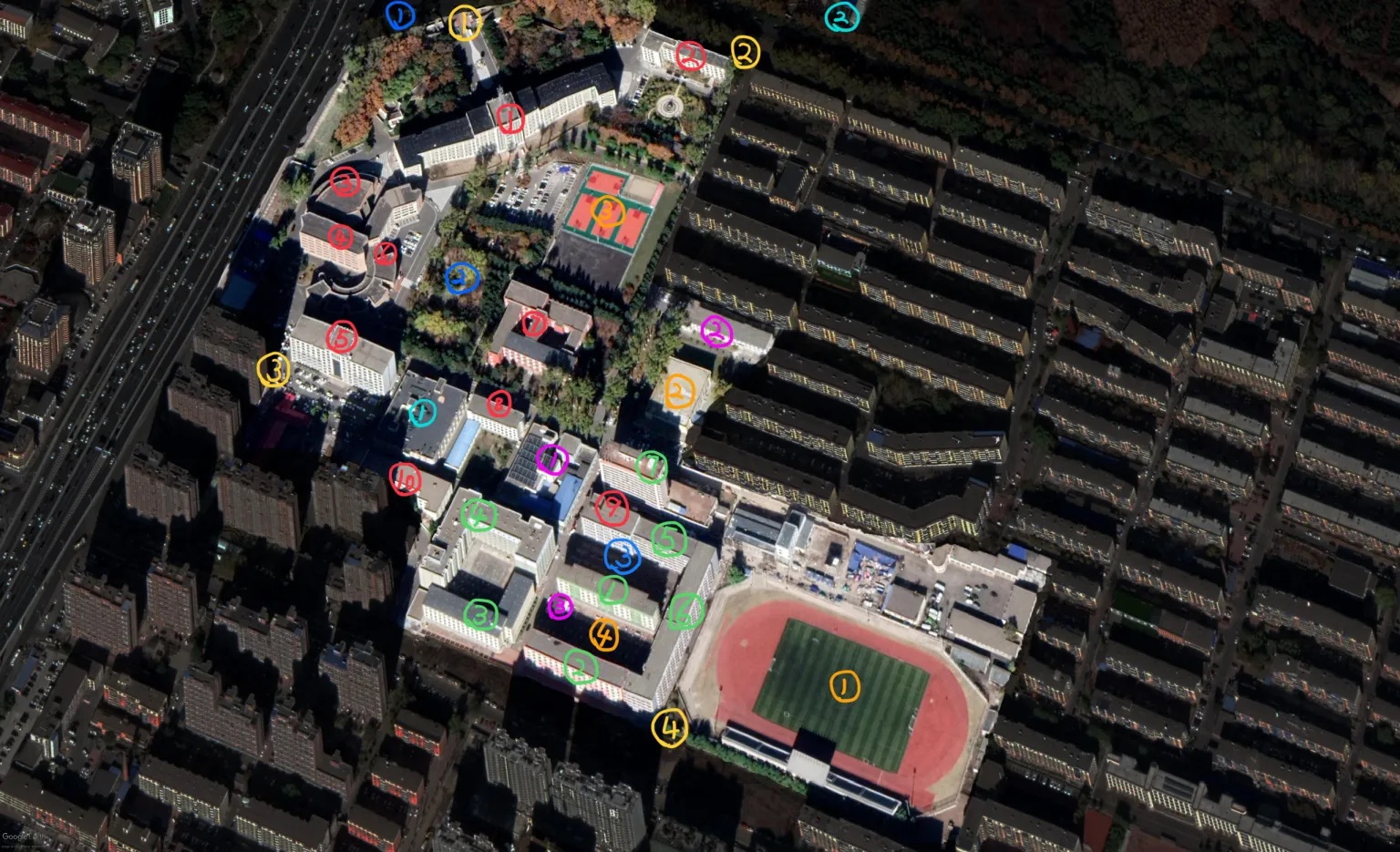 南湖校区标记图(可以点击图像来缩放)